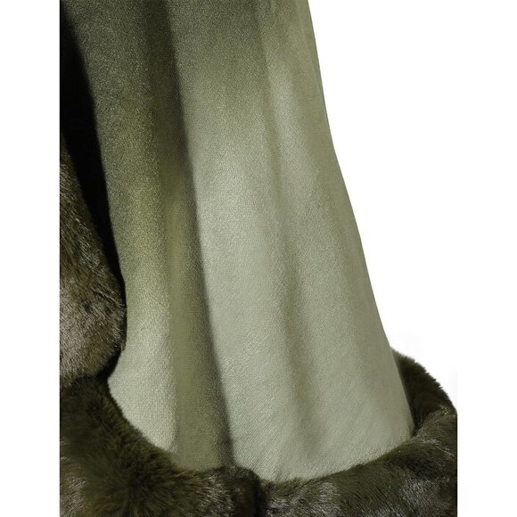 Zlyc Women Winter Faux Fur Shawl Stole Warm Wrap Cape - Green - Picture 6 of 6